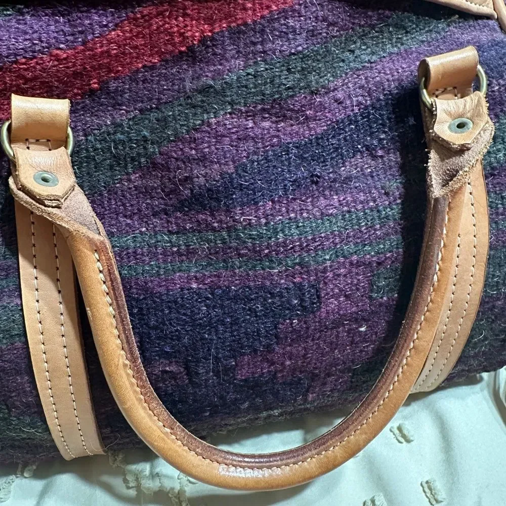 Vintage Custom-made Southwestern Style Woven Wool and Leather